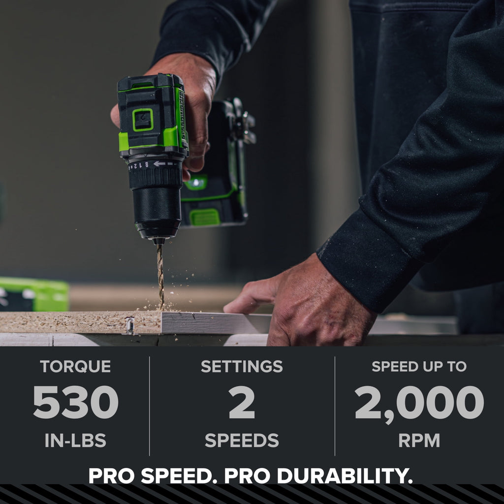 Greenworks Pro PowerAll 24V Brushless 1/2 530 in-lb Drill Driver, with 2.0 Ah USB-C Battery, 30W USB-C Charger Block, 3' 100W USB-C Cable, DD560A1