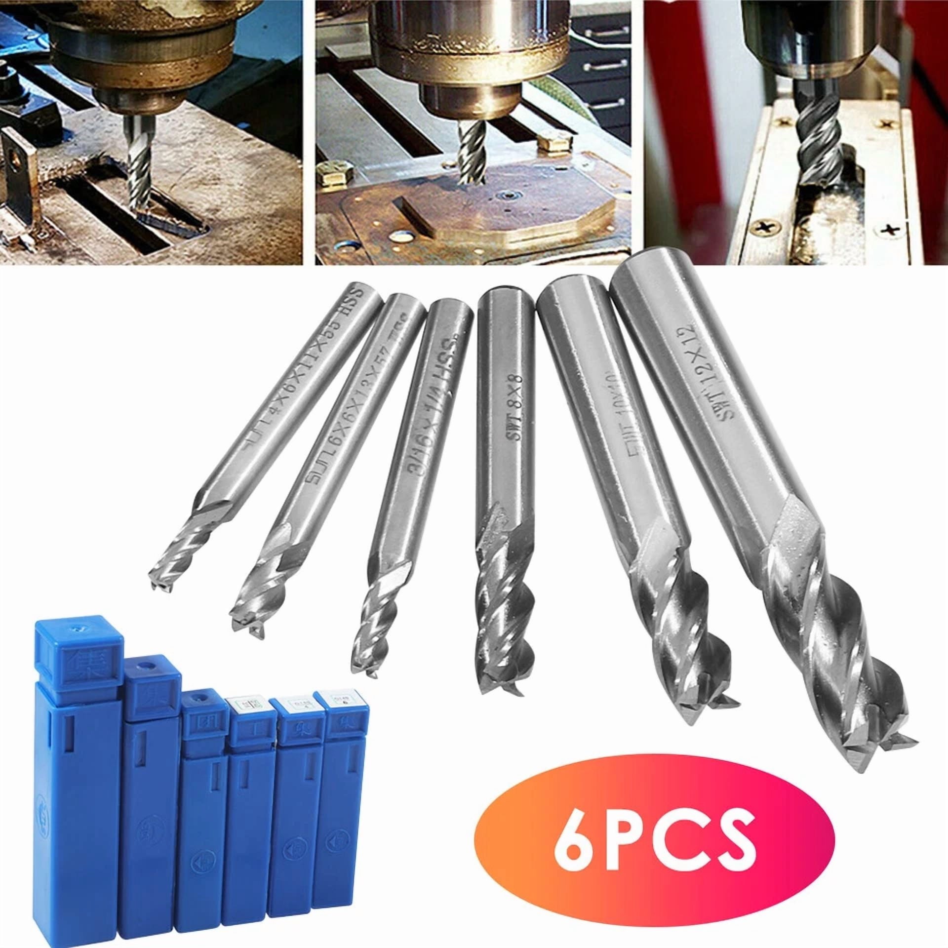 KNACK - 6 Hss Steel End Mill Cutter Shank Drill Bit 1/6 1/4 1/3 2/51/21/135