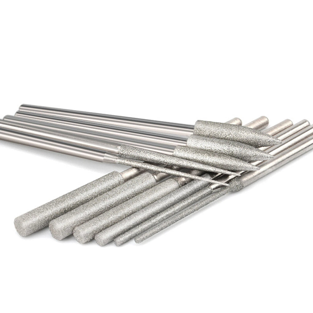 11Pcs 1/8 Carbide Steel Diamond Burr Bits Grinding Rotary Tools Accessories
