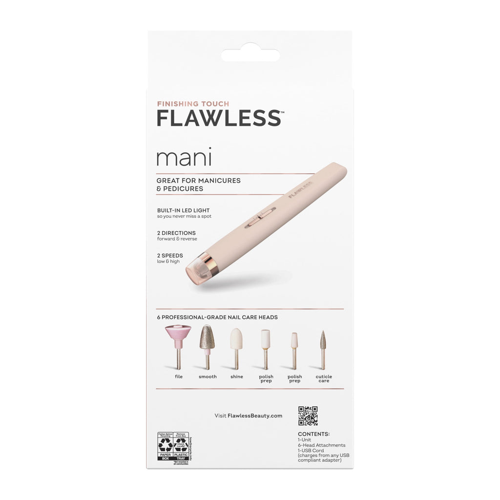Finishing Touch Flawless Salon Nails Rechargeable Mani Device with 6 Attachments, Pink