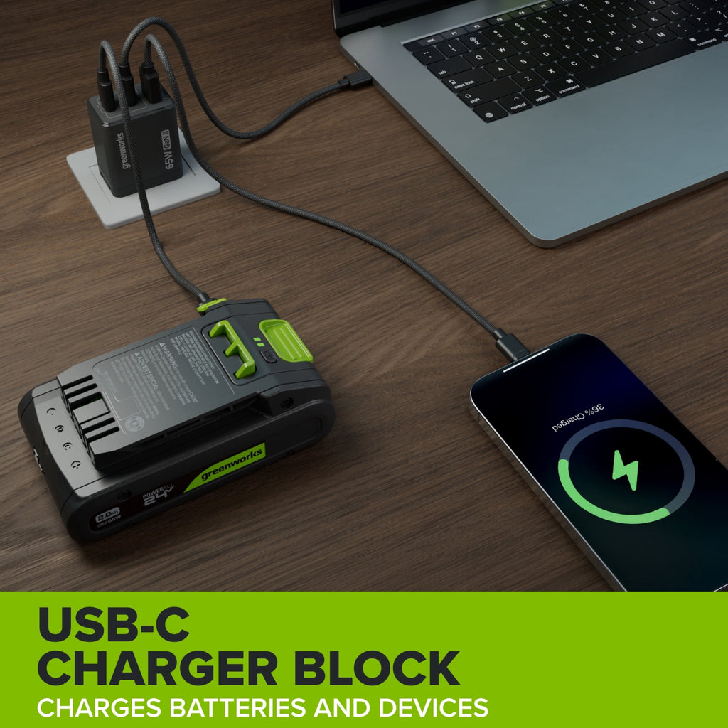 Greenworks PowerAll 24V Brushless 3/8 280 in-lb Drill with 2Ah USB-C Battery, 30W Charger and Cable, DD330A1