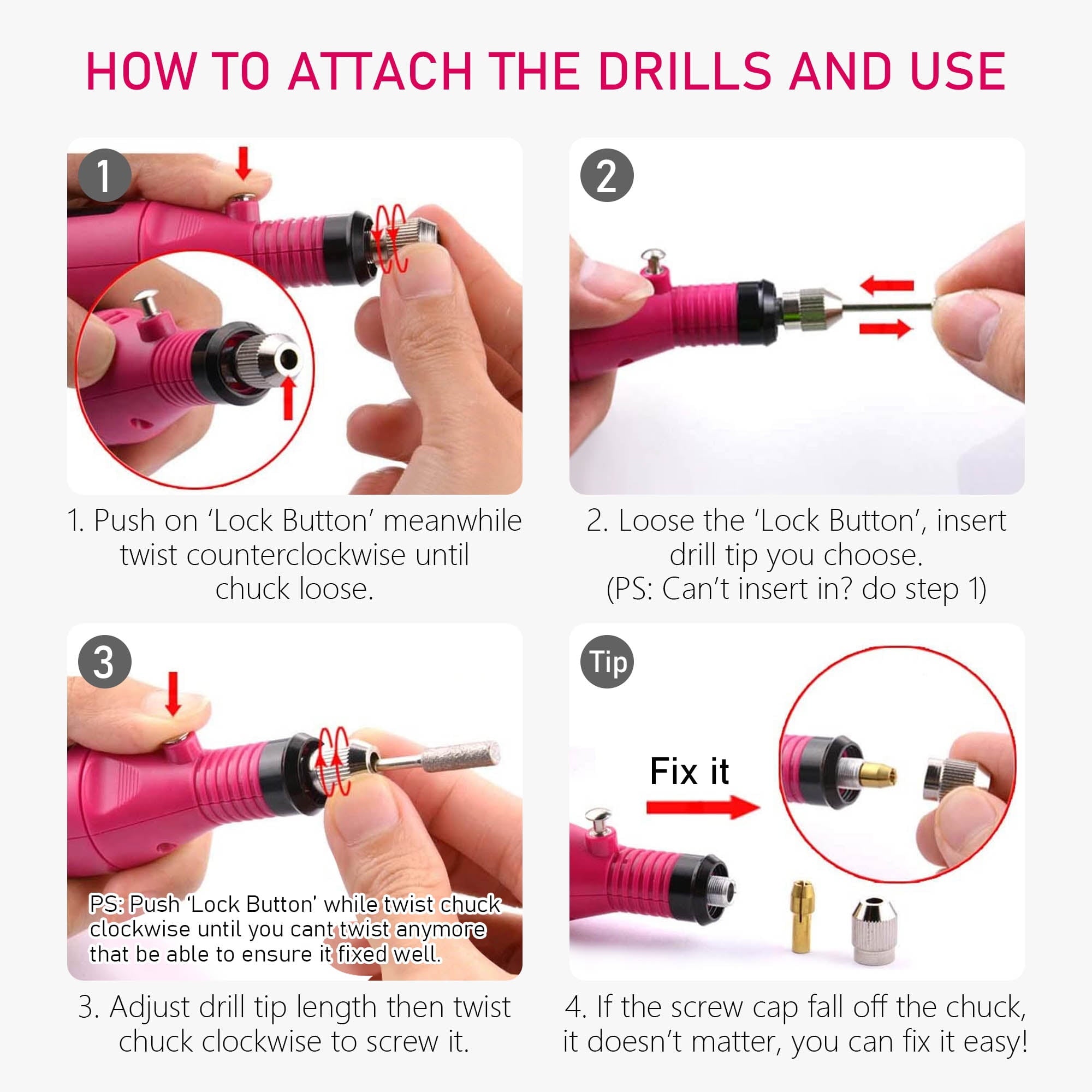 Pinkiou Electric Nail Drill Machine Nail Drill Kit 20000 RPM Portable Nail Drill for Acrylic Nails, 6 Acrylic Gel Remover Nail Tools, Nail Polishing Machine Pedicure Set