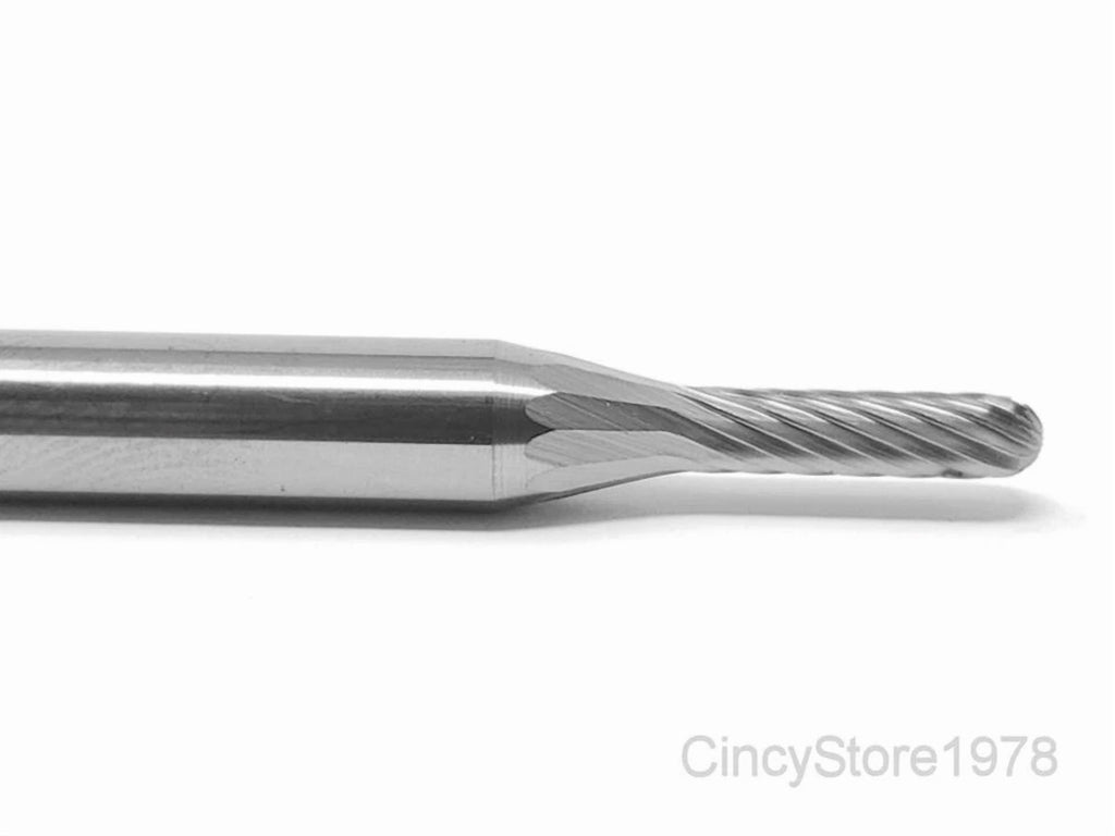 KLYNE - Sc11S Cylindrical Radius 1/8 Carbide Burr Bur Tool Die Grinder Bit 1/4 Shank