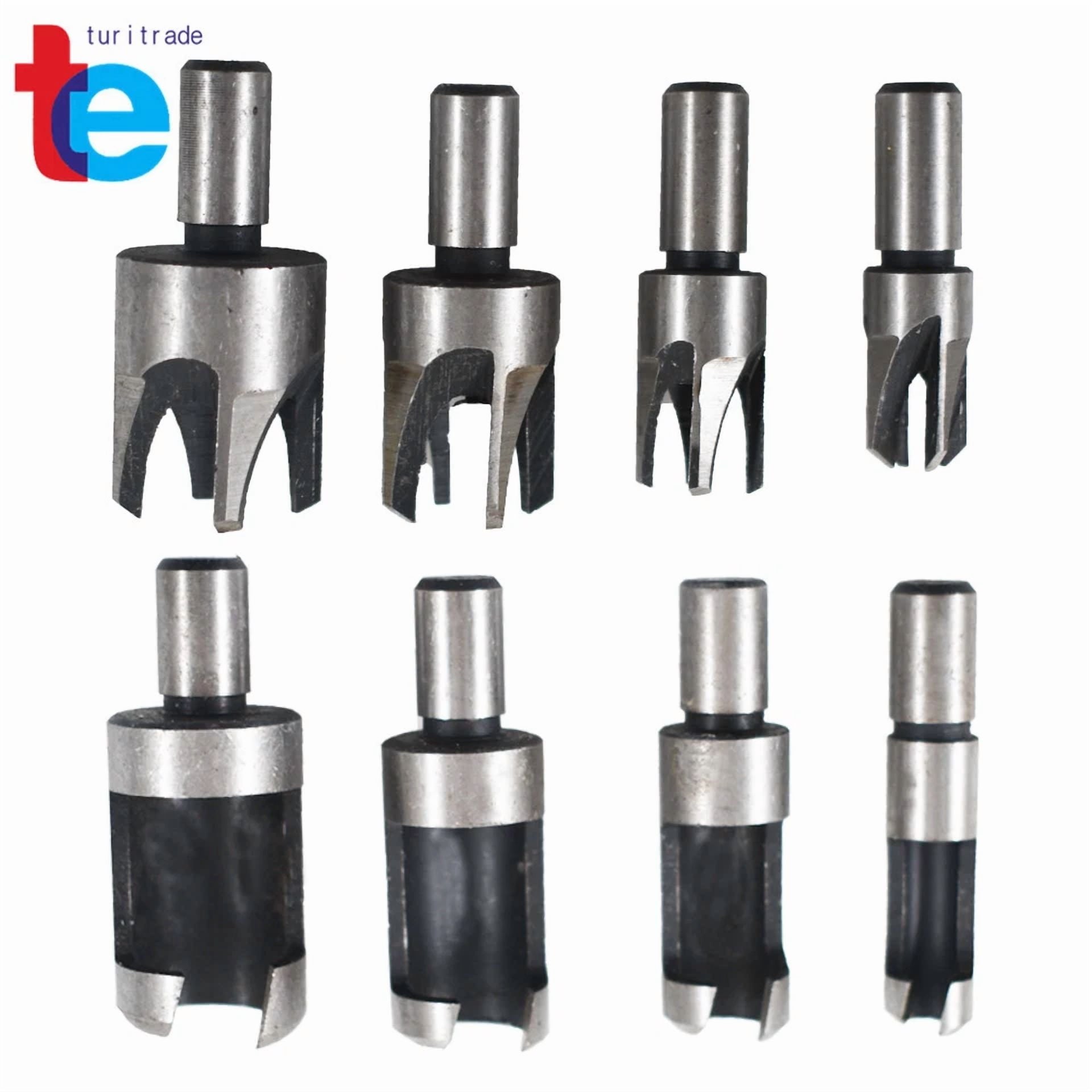 Carbon Steel Wood Plug Hole Cutter Dowel Maker Cutting Shank Drill Bit Set 8 Pcs