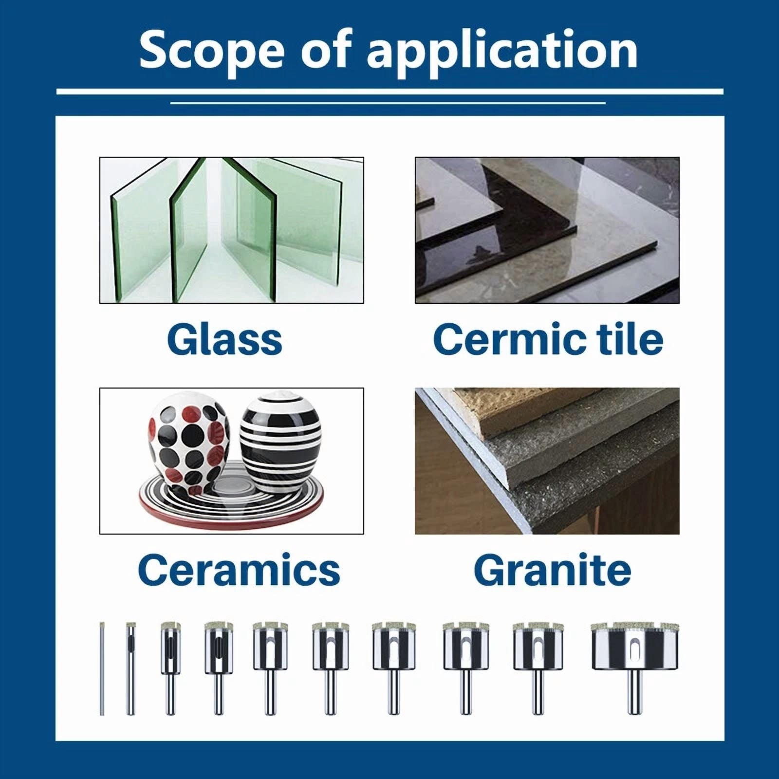 10Pcs Diamond Hole Saw Drill Bit Set 6-30Mm Maker Cutter Glass Ceramic Tile