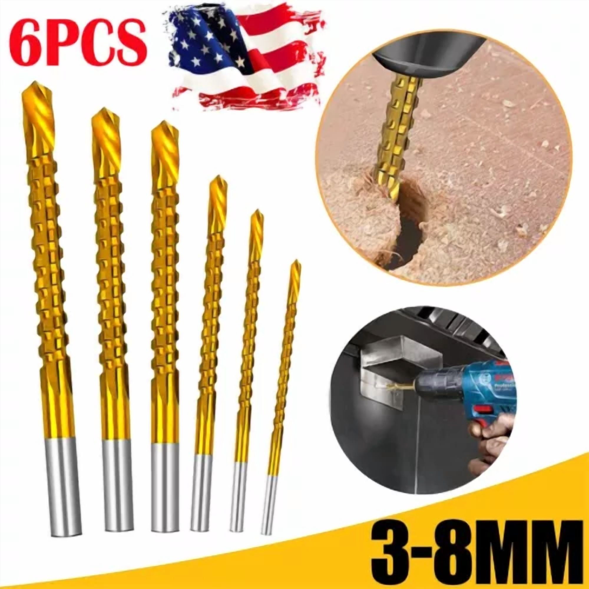 2024Twist Drill Bit Set Power Tool Accessories Screw Holes For Wood Metal (6Pcs)