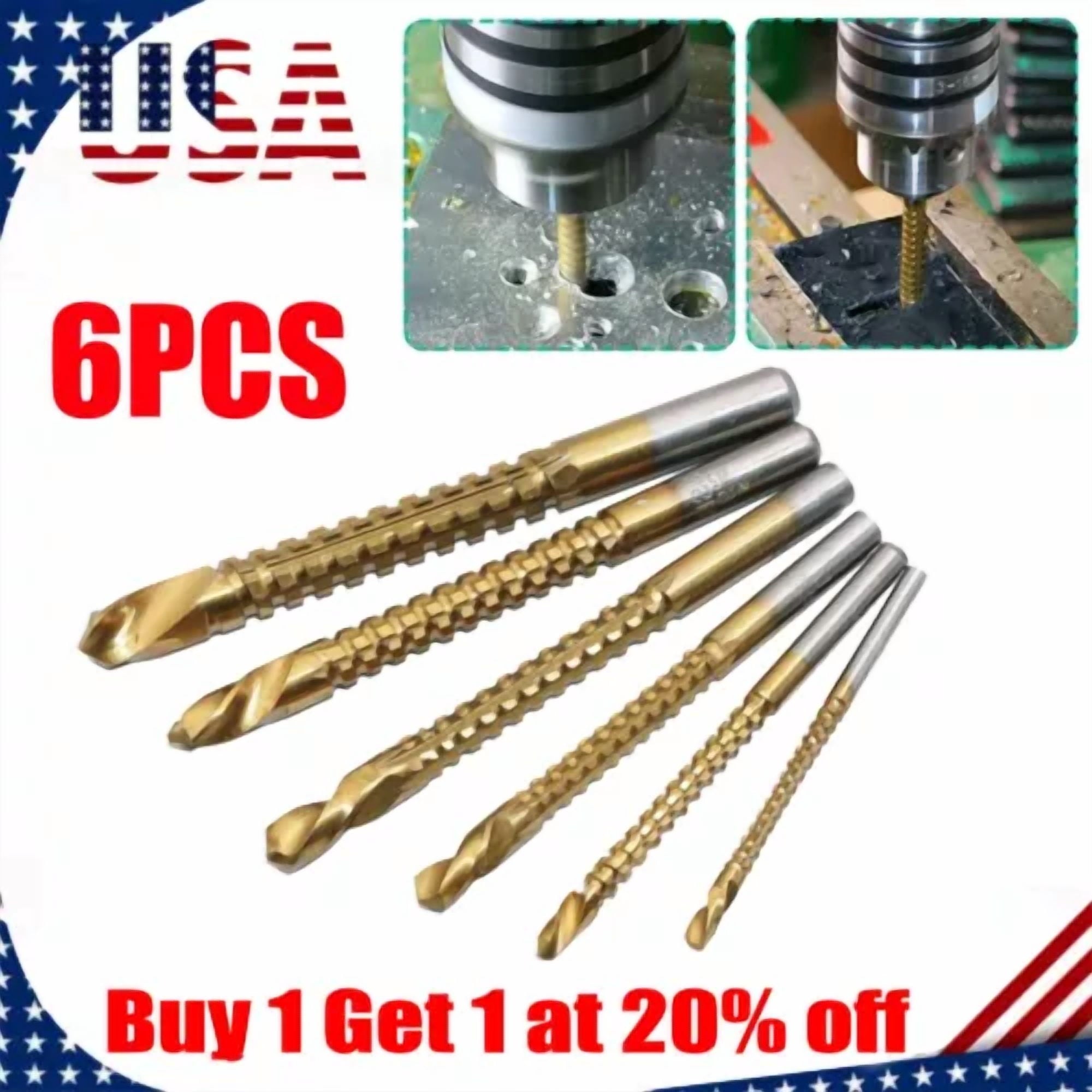 2025Twist Drill Bit Set Power Tool Accessories Screw Holes For Wood Metal (6Pcs)