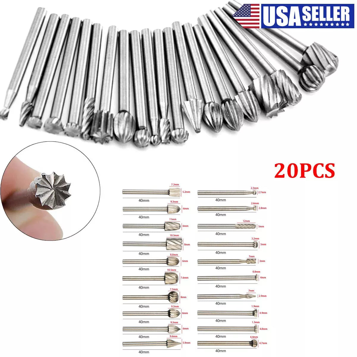 20Pcs Diamond Burr Bits Drill Set Rotary Multi Tool Accessories Kits For Dremel?