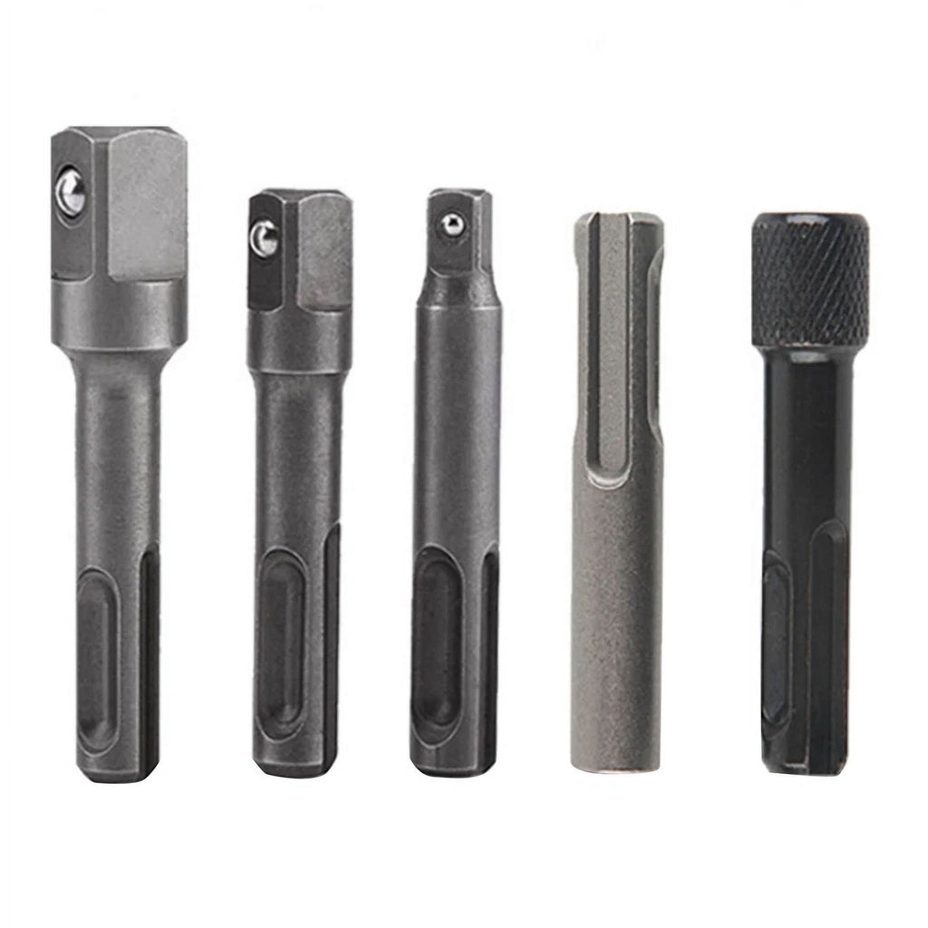 KNACK - 5Pcs Sds Plus 1/4 Hex Socket Driver Tool Drill Bit Chuck Adaptor Bar Kit Set