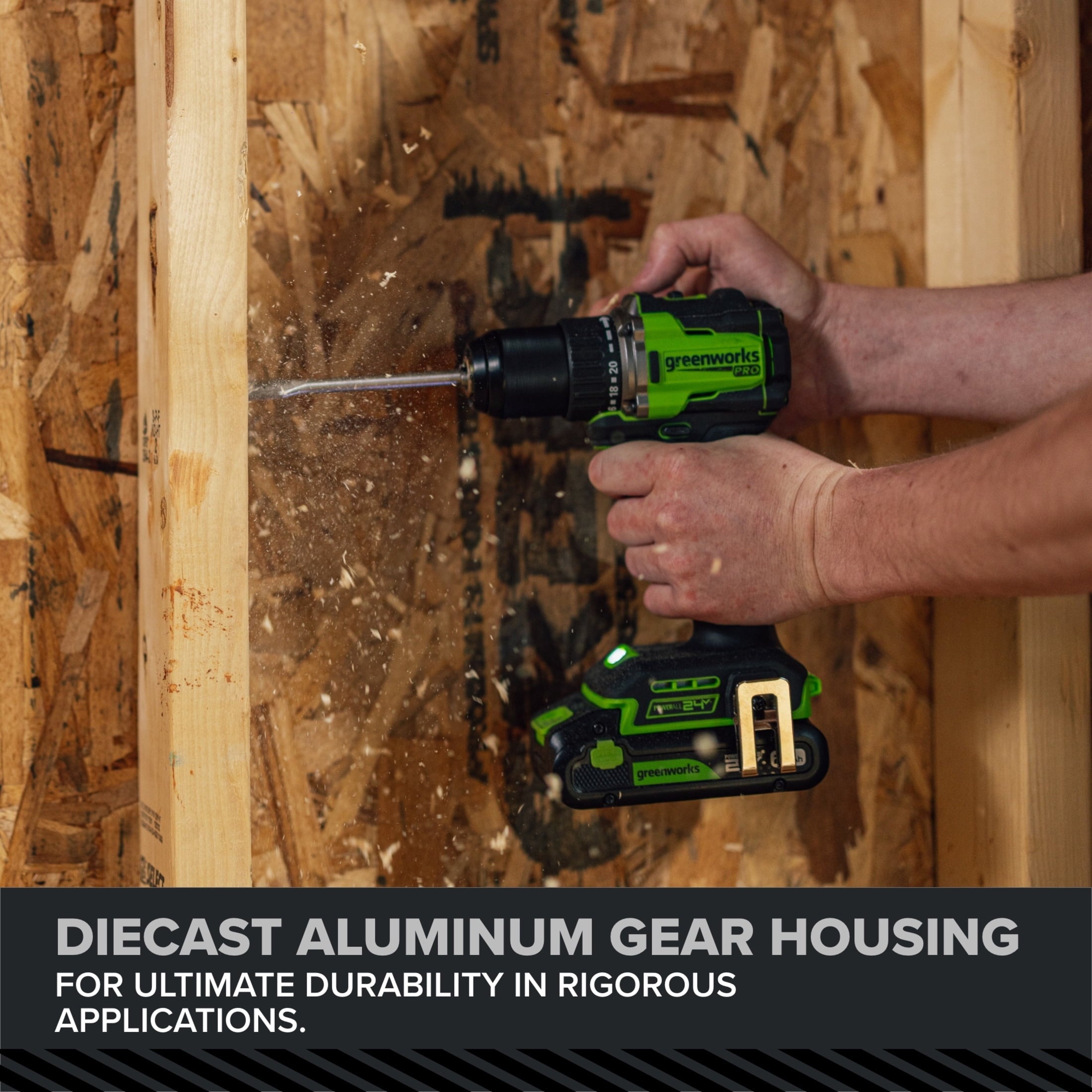 Greenworks Pro PowerAll 24V Brushless 1/2 530 in-lb Drill Driver, with 2.0 Ah USB-C Battery, 30W USB-C Charger Block, 3' 100W USB-C Cable, DD560A1