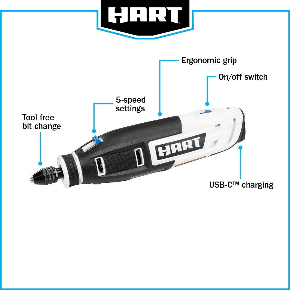 HART Battery Powered 4 Volt Rotary Tool Kit with Accessories