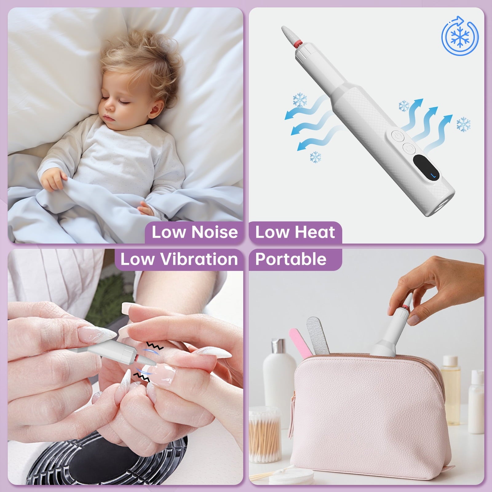 CshidWorld Electric Nail Drill, Cordless Nail File Kit, Portable Manicure Pedicure Tool with 12 Drill Bits & Wireless Charging Base for Acrylic Gel Nails Polishing Removal