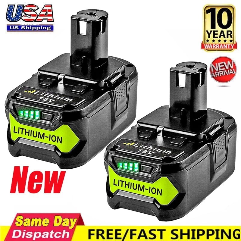 2Pack 8.0Ah 18 Volt Replacement for Ryobi 18V Battery ONE+ Plus Li-ion P108 P102 P103 P104 P105 P107 P109 P122 PBP005 PBP004 PBP003 PBP002 RB18L50 BPL1820 Cordless Power Tools with LED Indicator