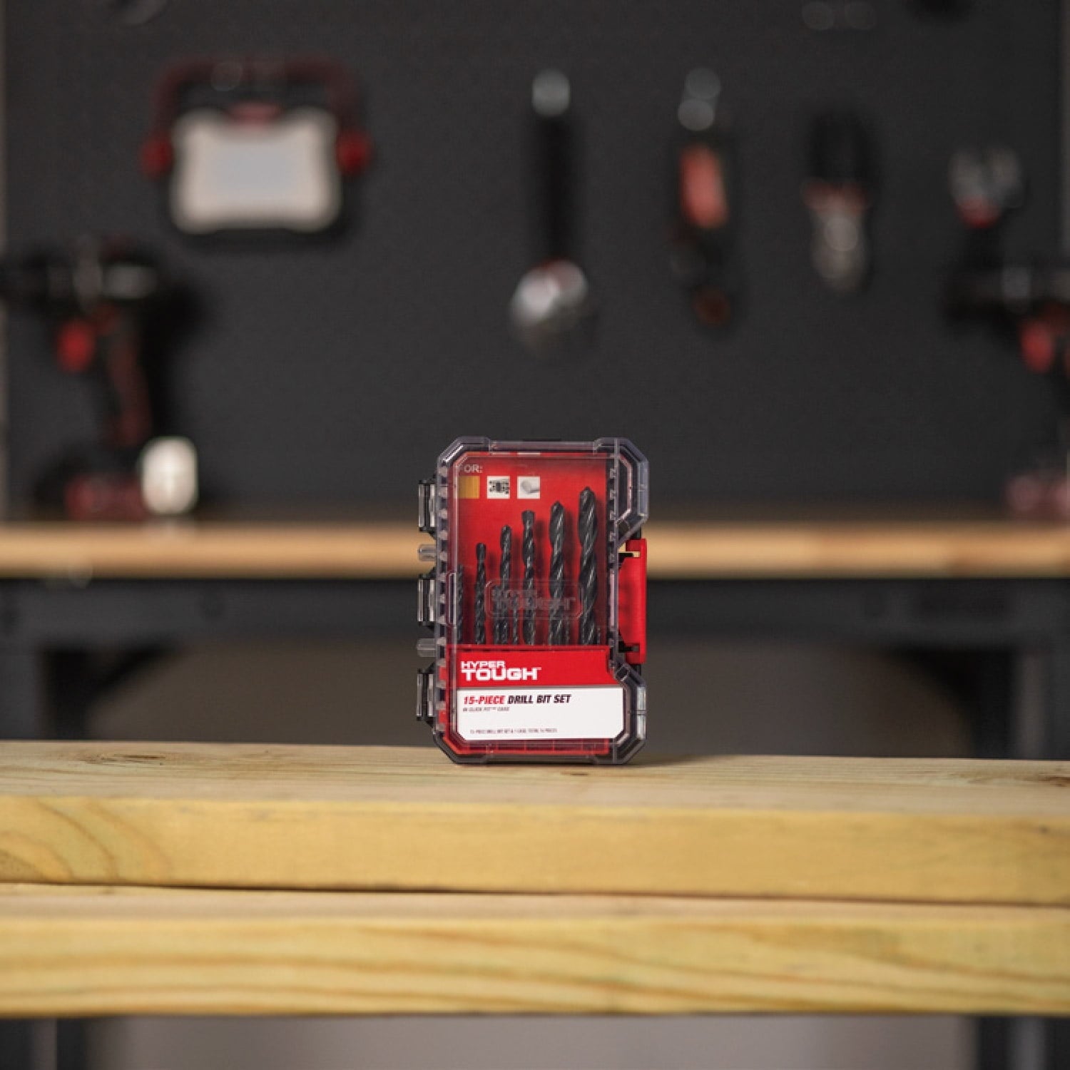 Hyper Tough 15-Piece Black Oxide Drill Bit Set in Click Fit Case