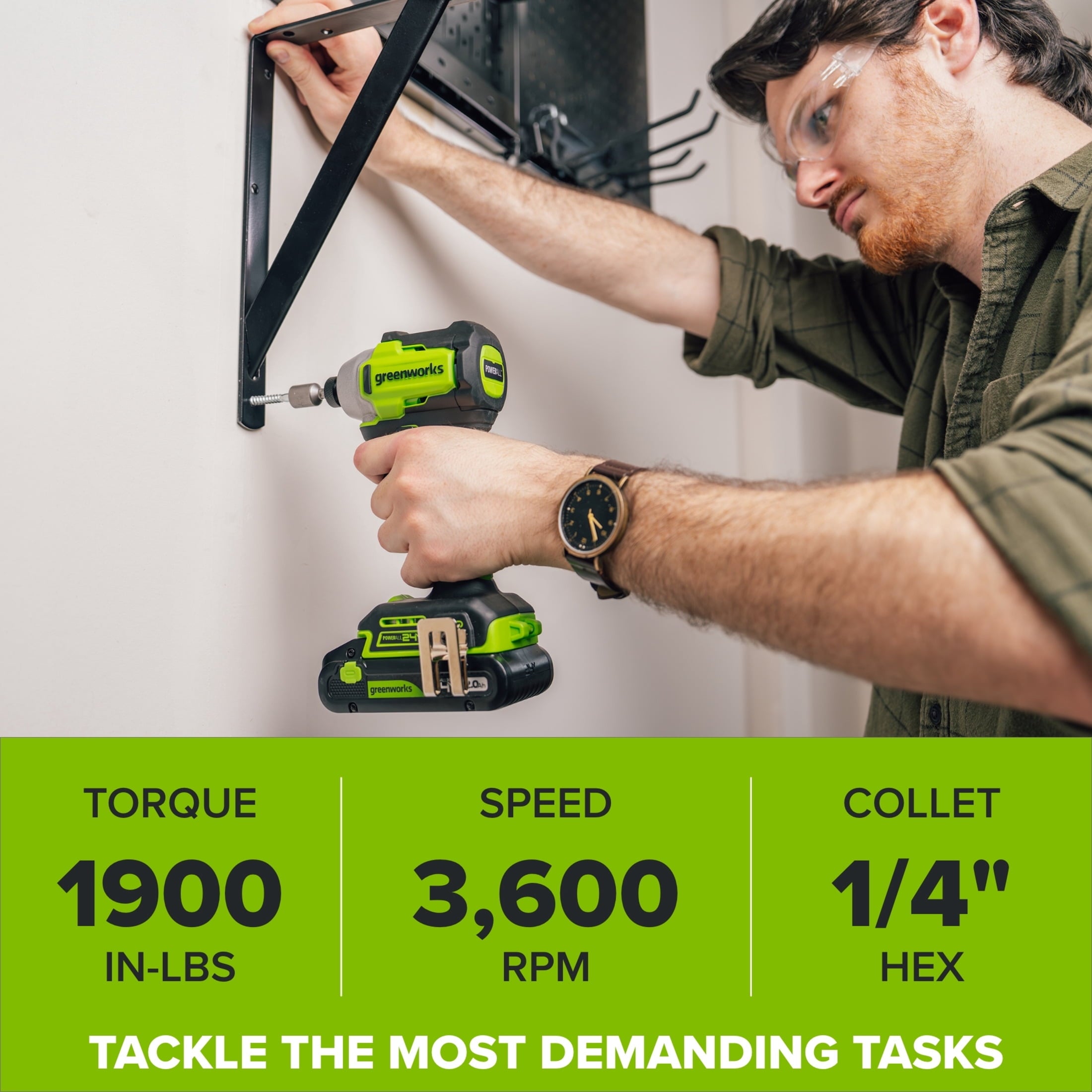 Greenworks PowerAll 24V Brushless 300 in-lbs Drill Driver + Impact Driver, (2) 2Ah Batteries, 30W Charger and Cable, 2 Belt Clips and 2 bits and Bag, CK326A2