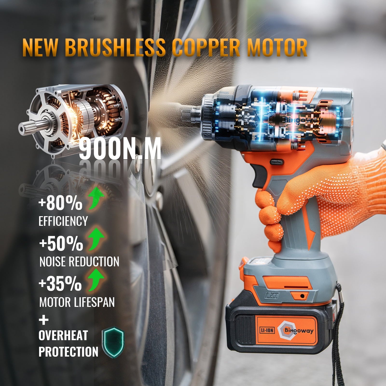 900N.m Brushless Impact Wrench, 21V Cordless Electric Impact Gun 1/2 Inch, High Torque Impact Driver, 2 × 4.0Ah Impact Dril Tool Set, 5 Sockets,8 Drill,10 Screws, Variable for Car Truck Mower Repair
