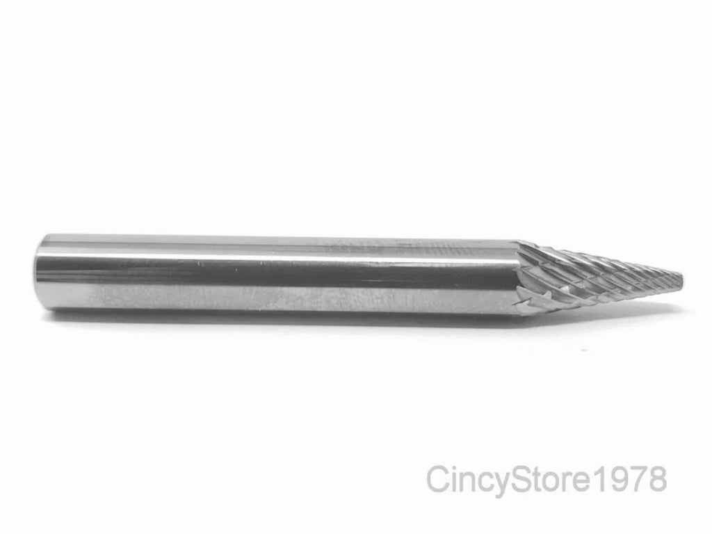 KLYNE - Sm1D Pointed Cone Shape Carbide Burr Bur Cutting Tool Die Grinder Bit 1/4 New