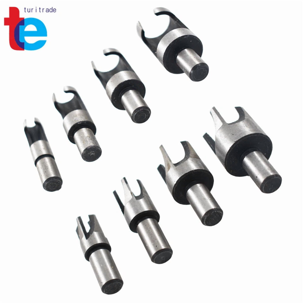 Carbon Steel Wood Plug Hole Cutter Dowel Maker Cutting Shank Drill Bit Set 8 Pcs