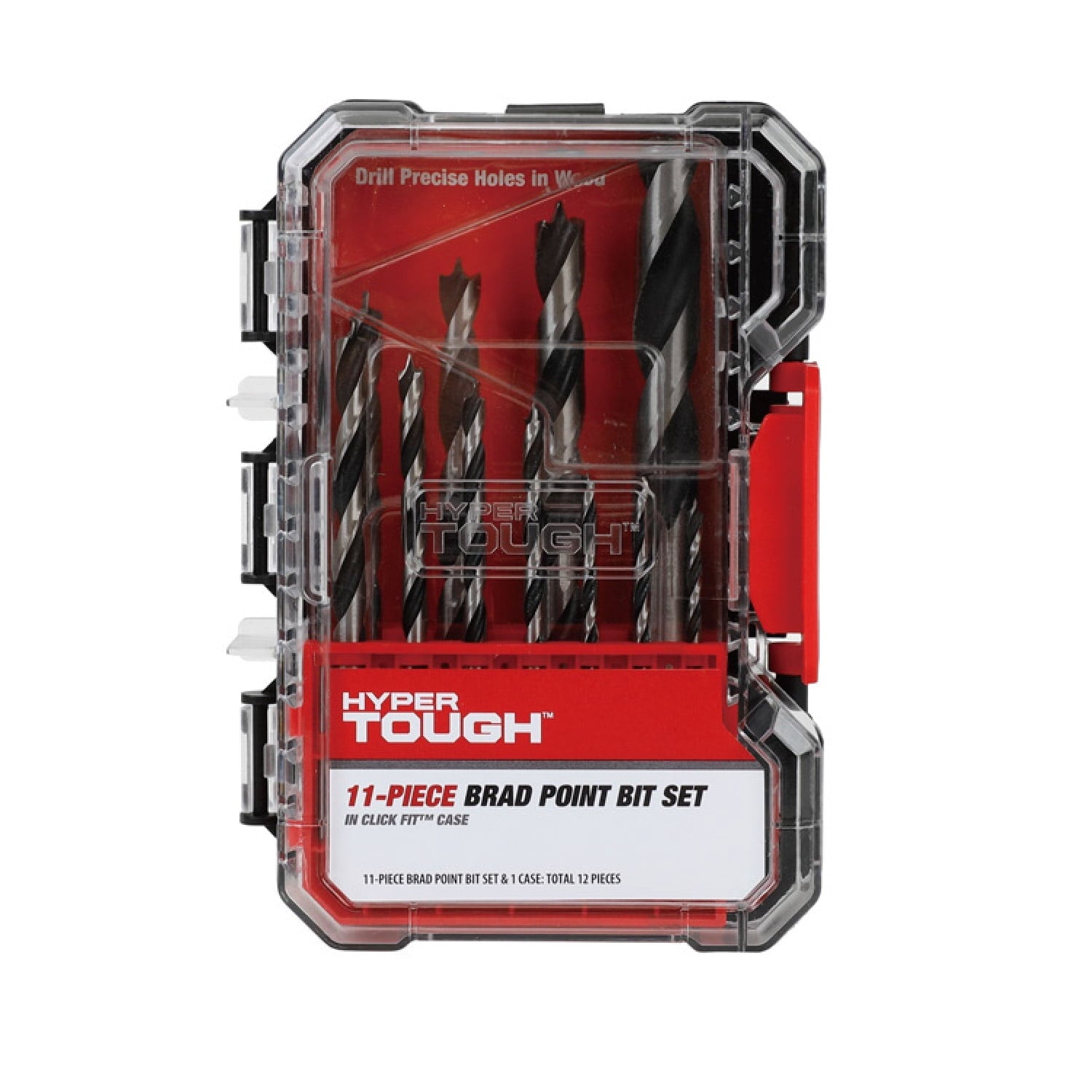 Hyper Tough 11-Piece Brad Point Bit Set in Click Fit Case