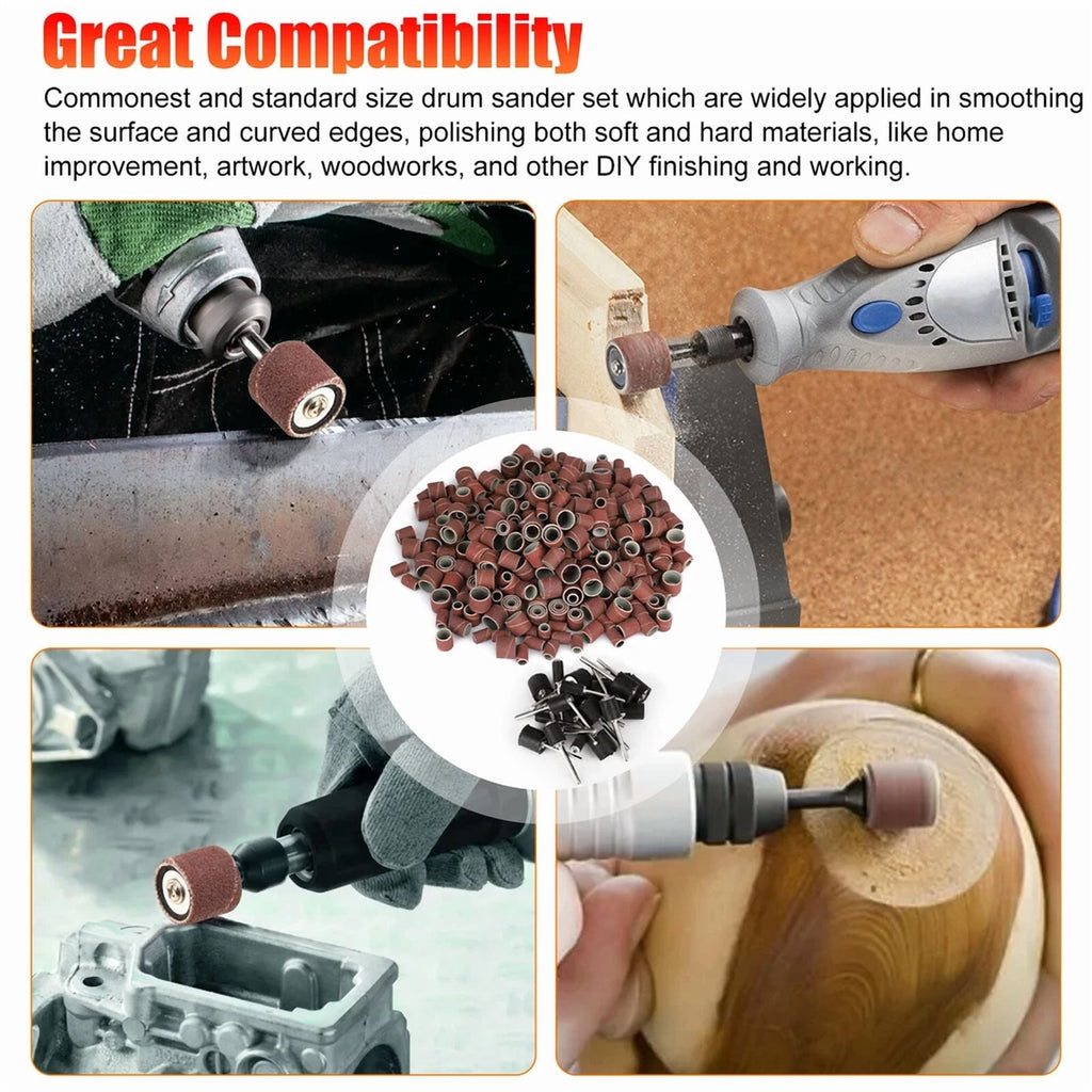 KNACK - 384Pcs Sanding Drum Nail Sander Drill Bit Kit For Dremel Accessories Rotary Tool