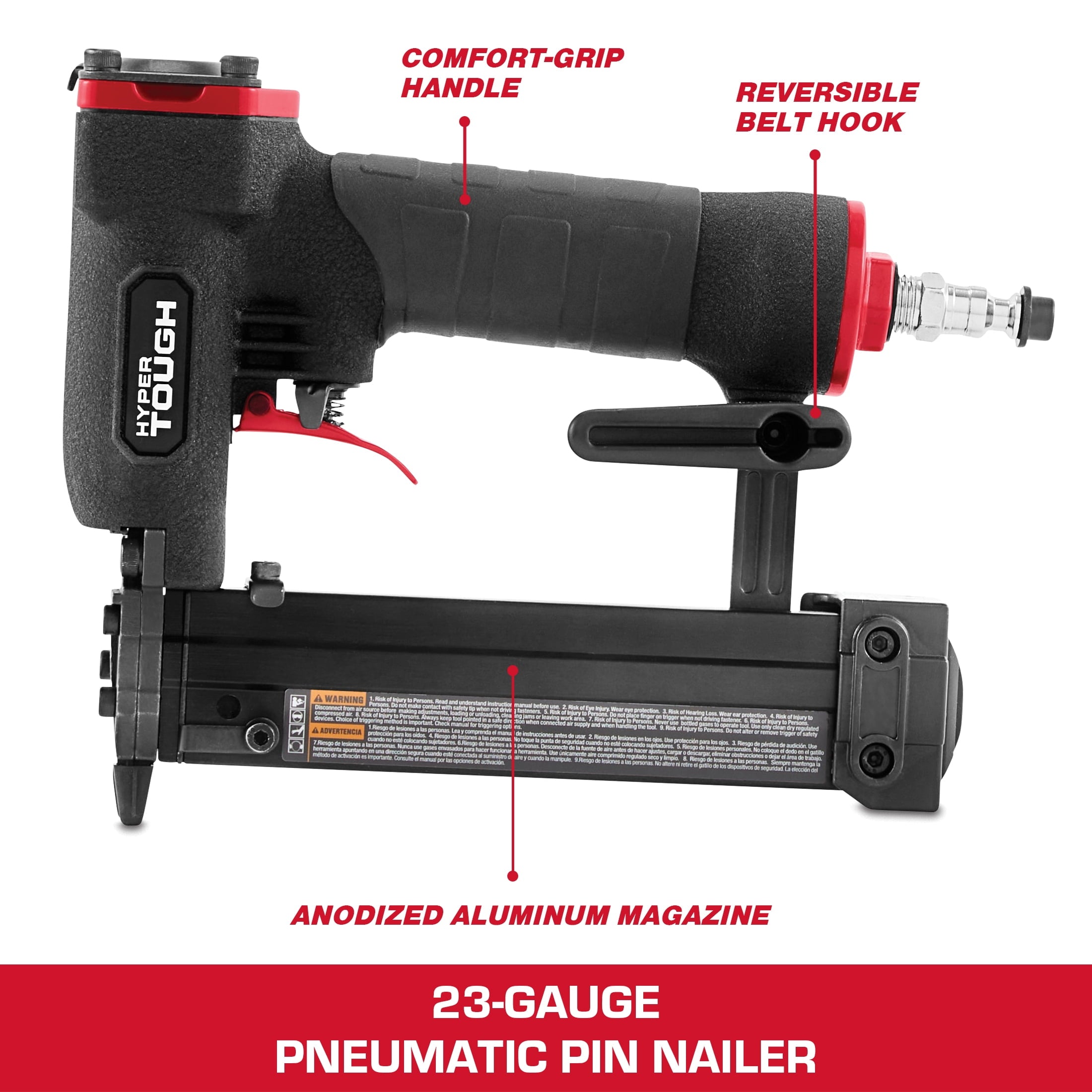 Hyper Tough 23-Gauge Pneumatic Pin Nailer, Air Powered Pin Nail Gun