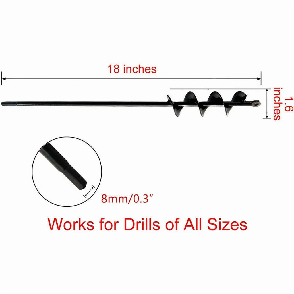 PURELY- 18 Planting Auger Spiral Hole Drill Bit Garden Soil Yard Earth Bulb Hole Digger