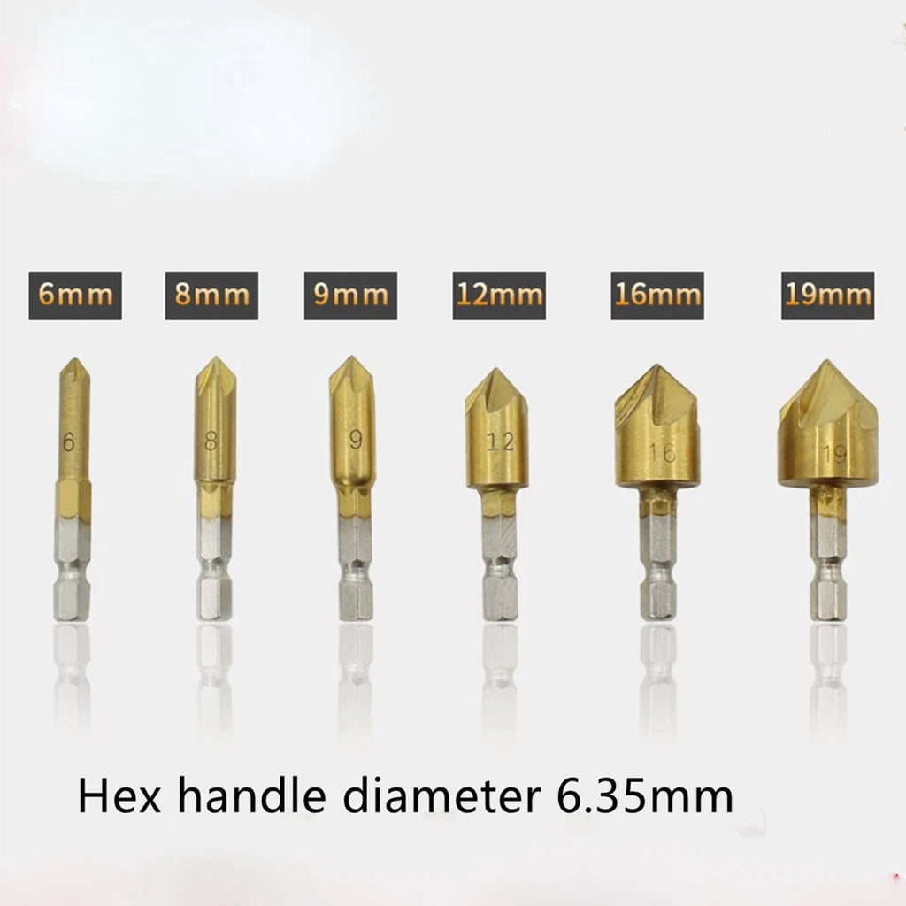 New Countersink Tool Bit Set 1/4'' Hex Shank Counter Sink For Steel Metal Wood E