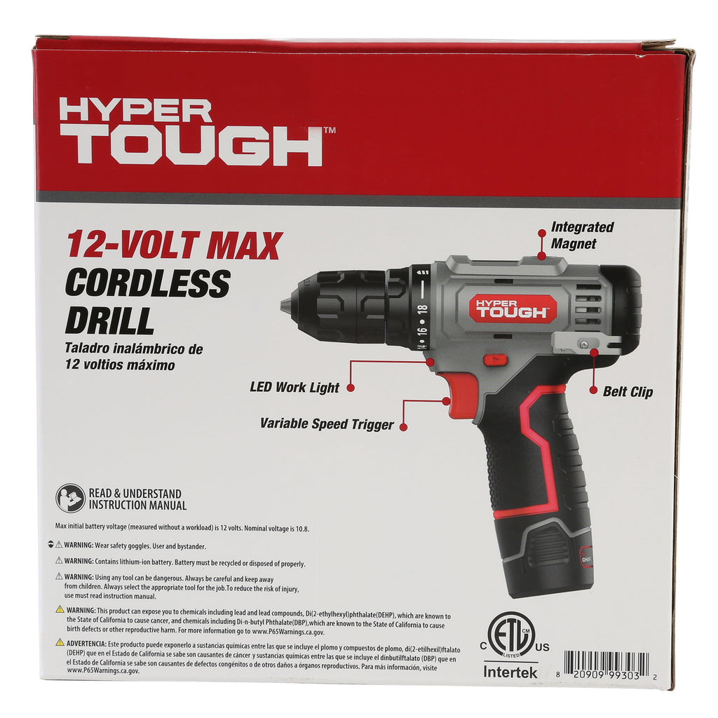 Hyper Tough 12V Max Lithium-Ion Cordless 3/8-inch Drill Driver with 1.5Ah Battery, 99303