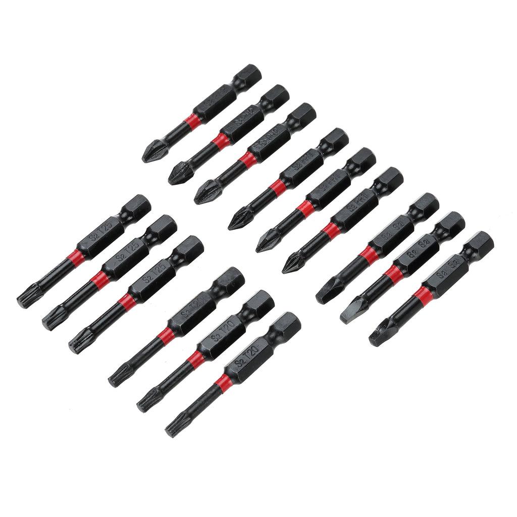 Hyper Tough 15 Piece 2 Impact Rated Screwdriver Bit Set