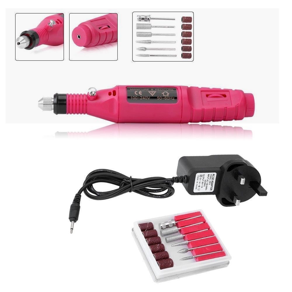 Pinkiou Electric Nail Drill Machine Nail Drill Kit 20000 RPM Portable Nail Drill for Acrylic Nails, 6 Acrylic Gel Remover Nail Tools, Nail Polishing Machine Pedicure Set