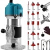 Gewna 800W Compact Wood Router with 1/4 Collet,30000 Rpm , Includes 15 Pcs Bits ,for Trimming, Grooving and Woodworking,Red