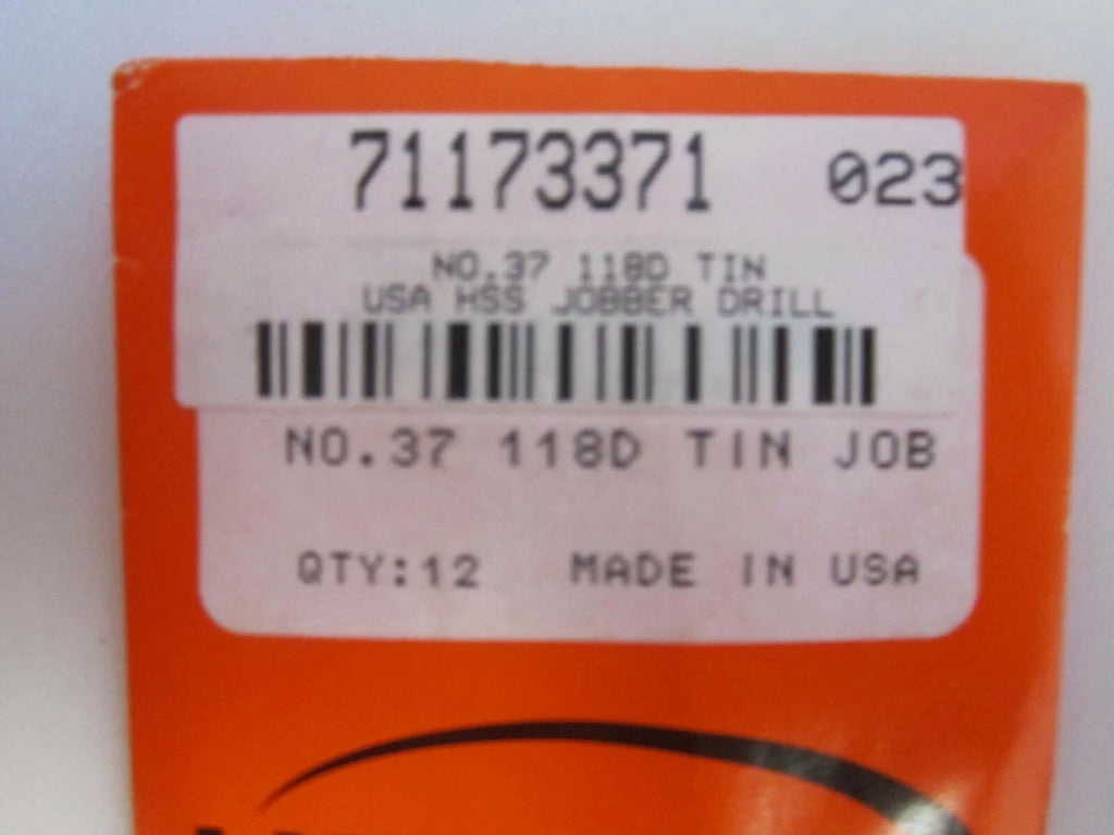KLYNE - High Speed Steel Jobber Drill #37 118 Degree Point Angle, Tin Coated, Rh, 12Pk