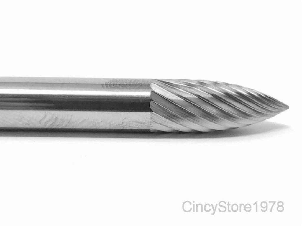 KLYNE - Sg1S Tree Shape 1/4 Carbide Burr Bur Tool Die Grinder Bit 1/4 Shank New
