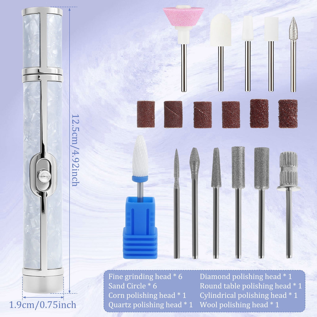 FYJUCPA Aluminium Alloy Electric Nail File Kit for Thick Toe Nails Rechargeable 4 Gears Electric Nail Drill Machine Low Noise Electric Nail Grinder for Various Nails and Shapes