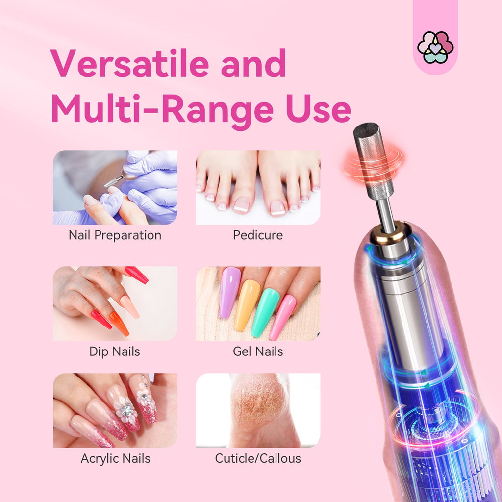 Saviland Electric Nail Drill - 20000 RPM Corded Electric Nail File Kit with 6 Bits & 51 Sanding Bands, Gold