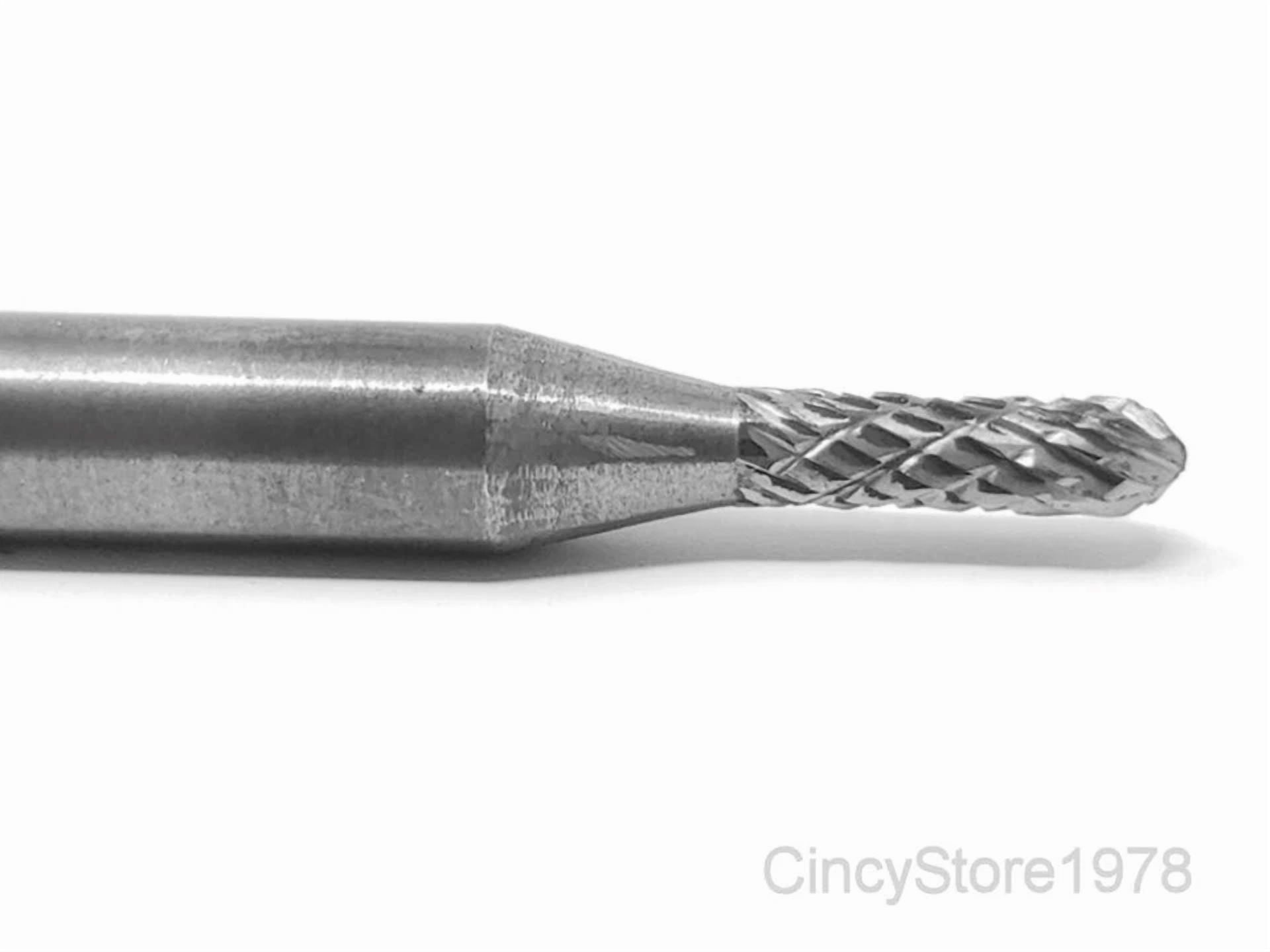 KLYNE - Sc11D Cylindrical Tungsten Carbide Burr Bur Cutting Tool Die Grinder Bit 1/4