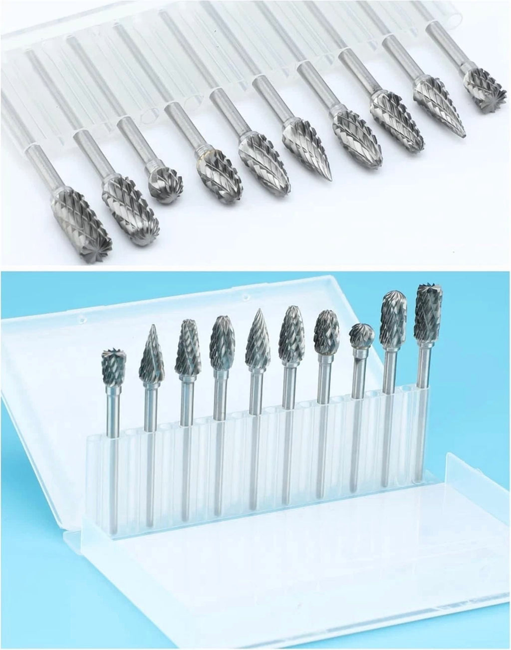 KNACK - 10Pcs 1/8 Shank Carbide Burr Bits Compatible With Dremel Bits Metal Grinding Bi