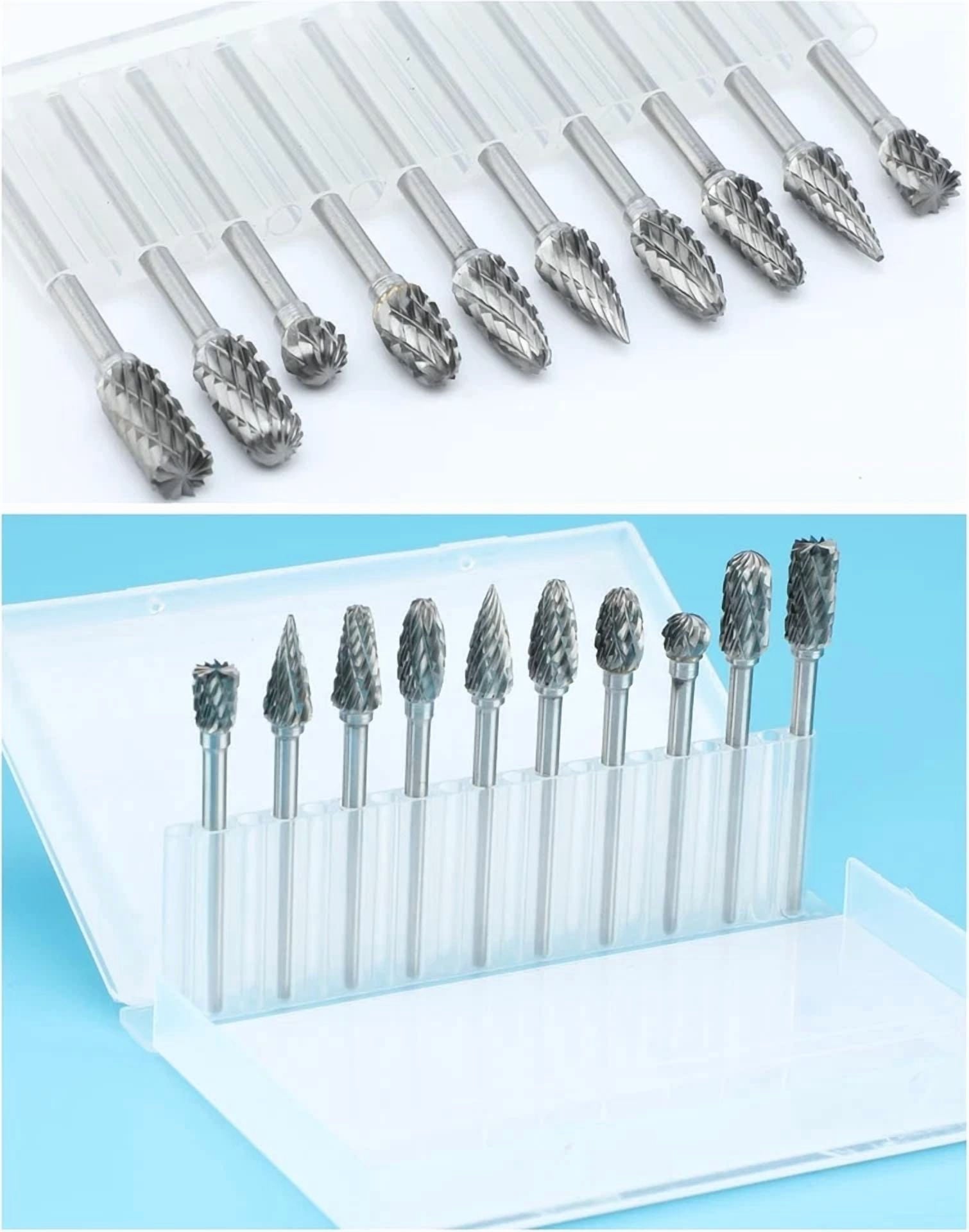 KNACK - 10Pcs 1/8 Shank Carbide Burr Bits Compatible With Dremel Bits Metal Grinding Bi