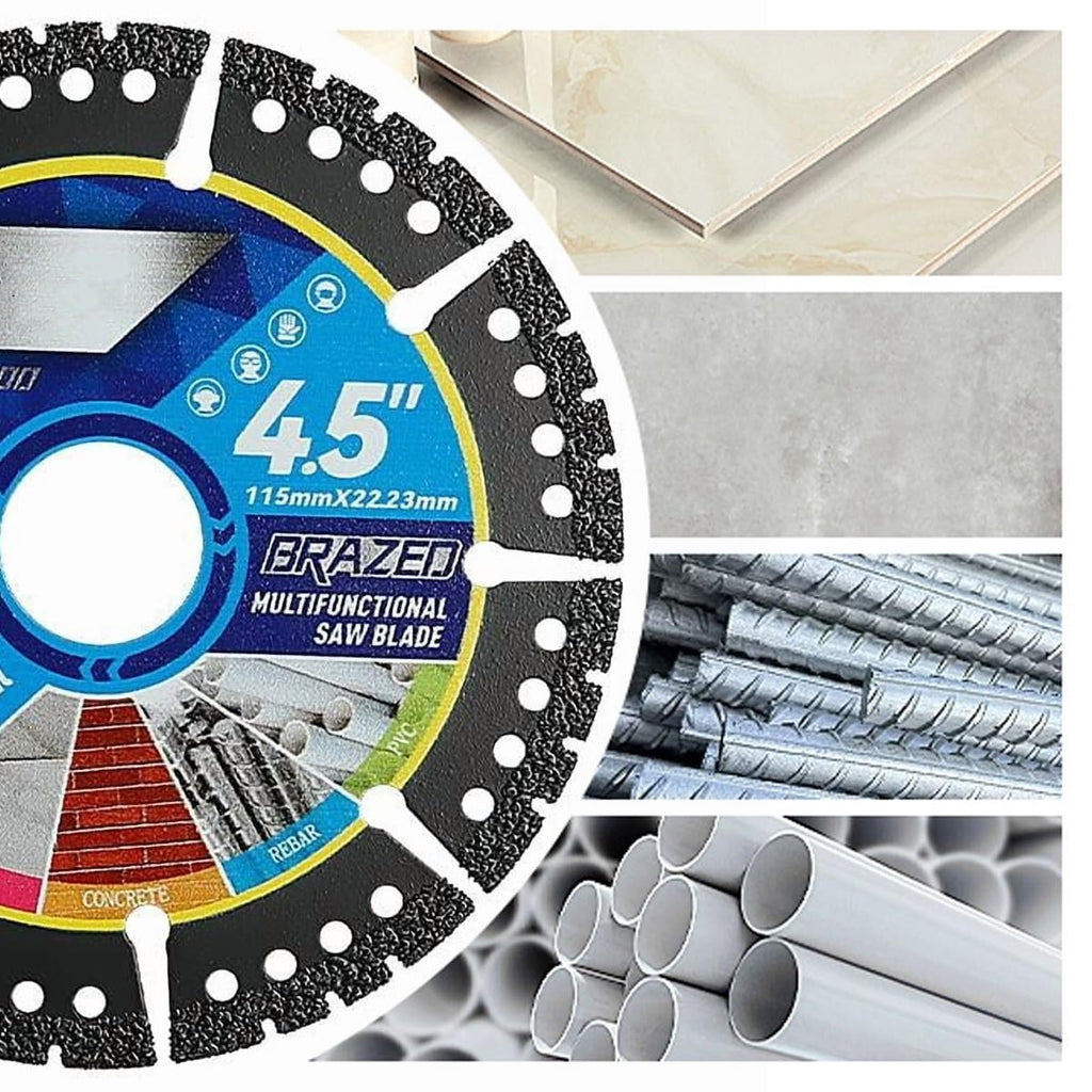 Diamond Multi-Purpose Saw Blades, 4.5 Inch Angle Grinder Cutting Discs for Metal Tile Stone Plastic, 4-1/2 Ultra Thin Brazed Blades Multipurpose Circular Blade for PVC Glass Cutting(3PCS)