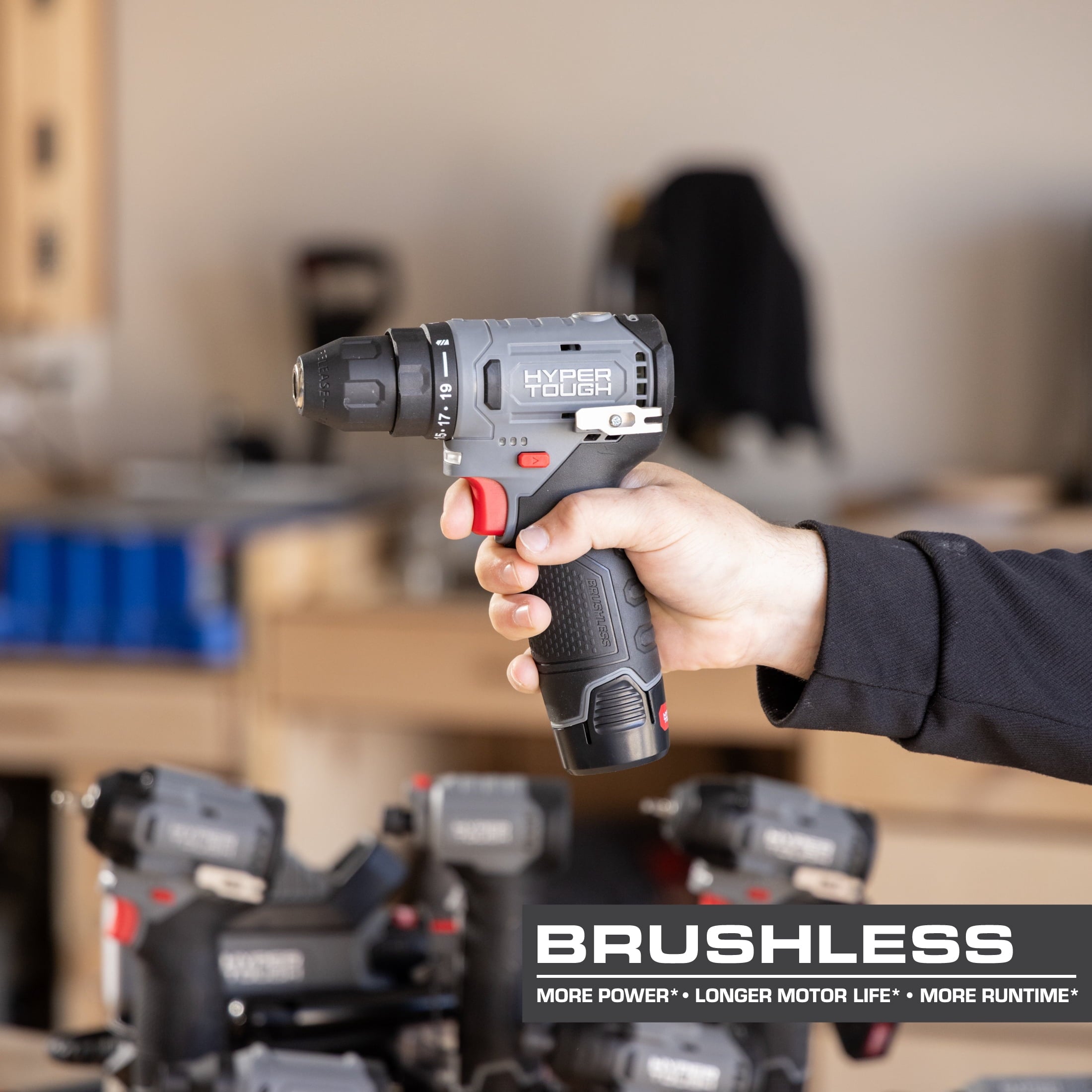 Hyper Tough 12V Brushless Cordless Drill Driver with 1.5Ah Battery
