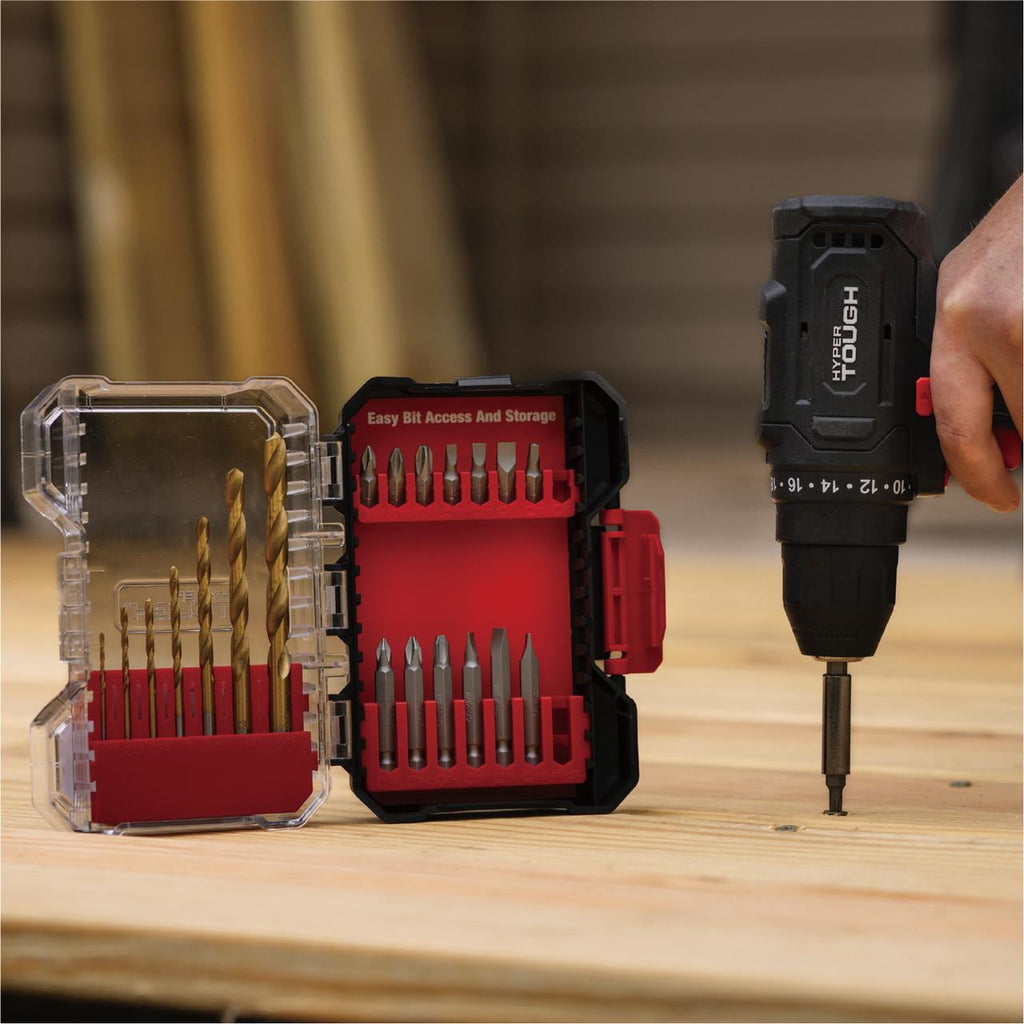 Hyper Tough 22-Piece Drill & Drive Set in Click Fit? Case