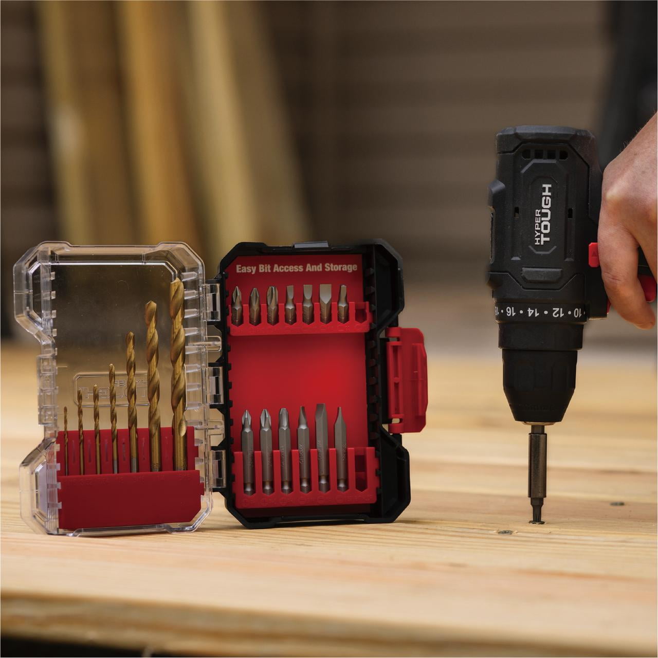 Hyper Tough 22-Piece Drill & Drive Set in Click Fit? Case