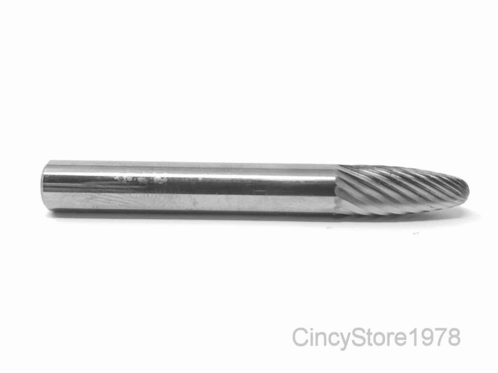 KLYNE - Sf1S Tree Shape 1/4 Carbide Burr Bur Tool Die Grinder Bit 1/4 Shank