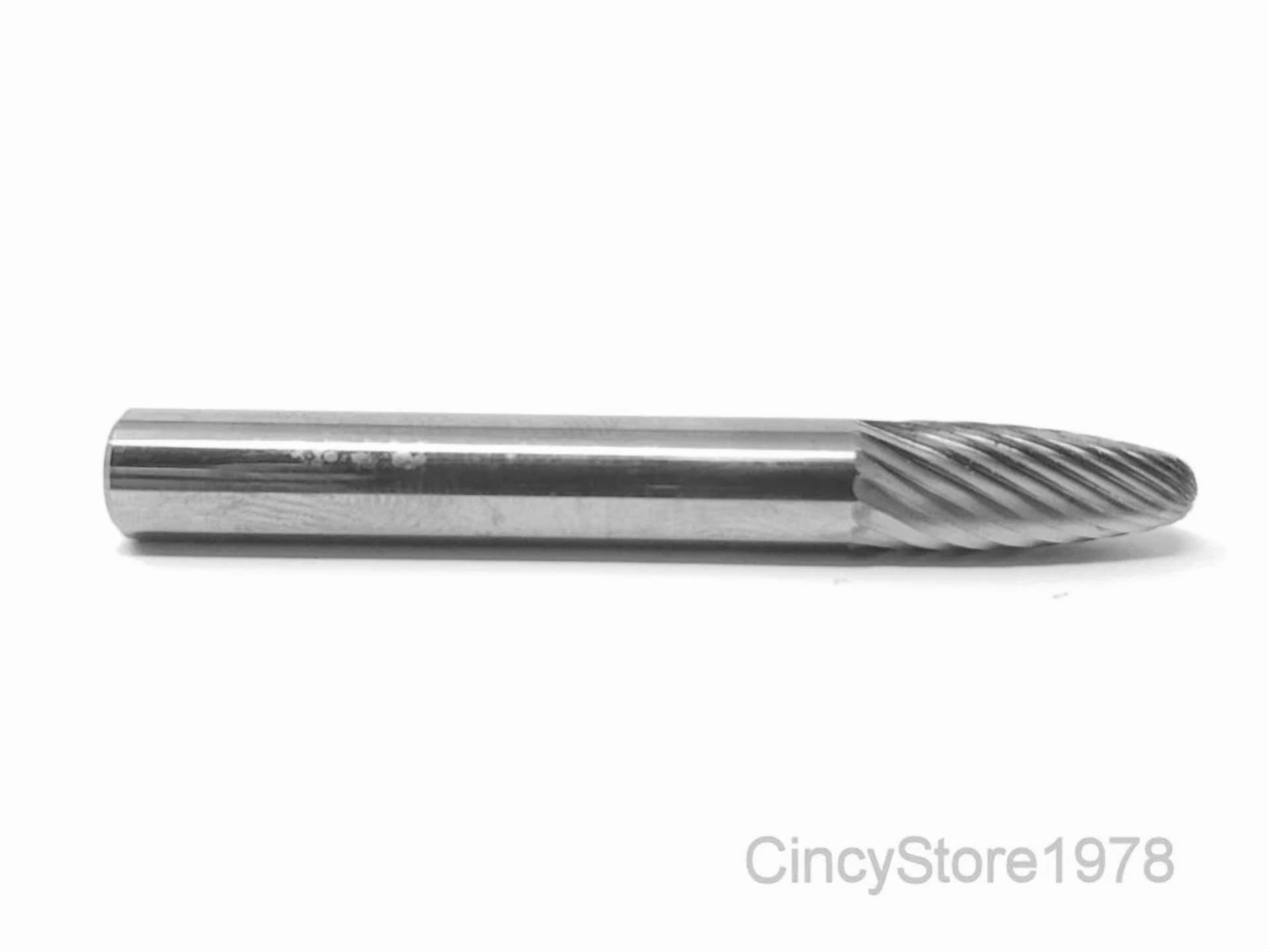 KLYNE - Sf1S Tree Shape 1/4 Carbide Burr Bur Tool Die Grinder Bit 1/4 Shank