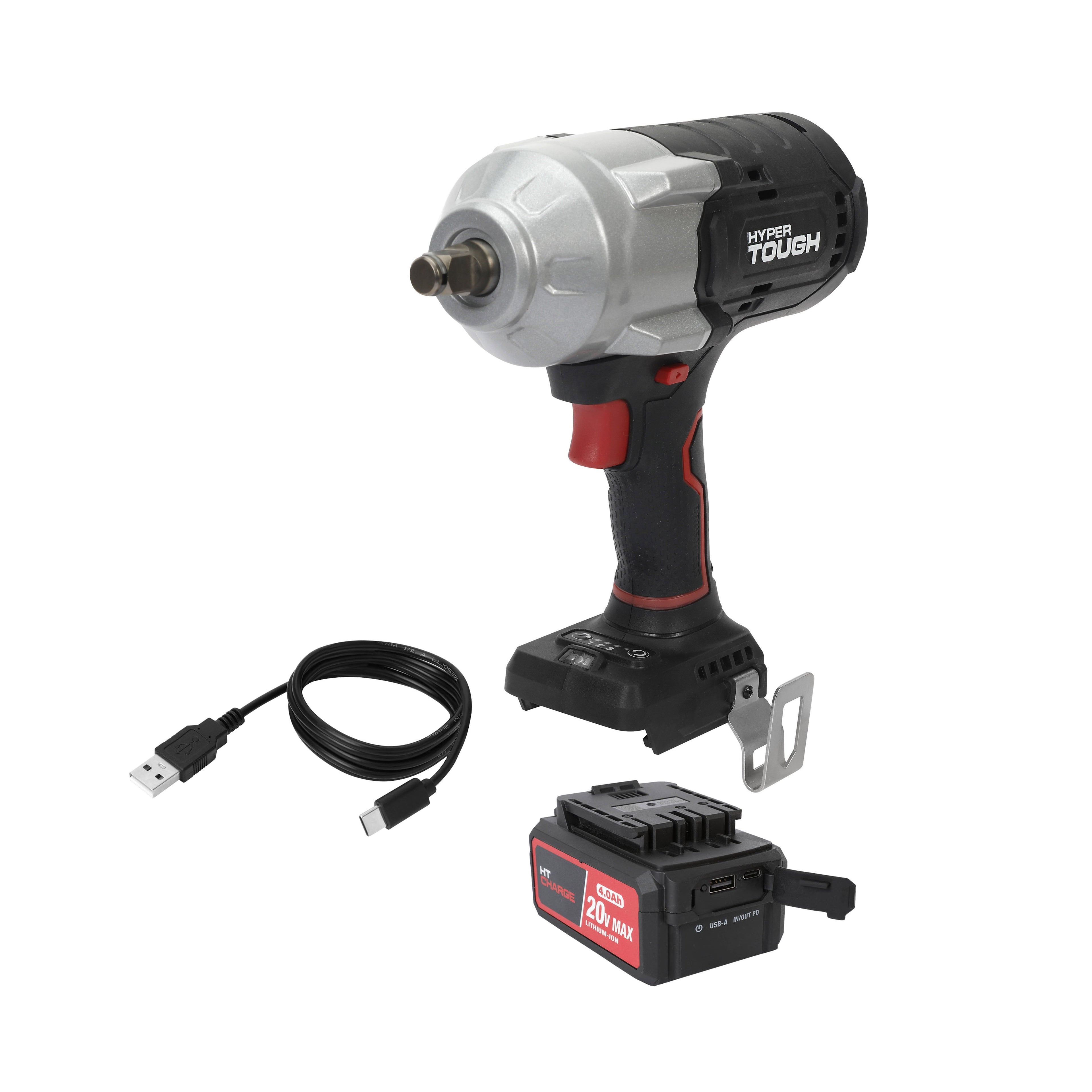 Hyper Tough 20V Brushless Cordless 1/2-in 900 Impact Wrench with Battery & Charger