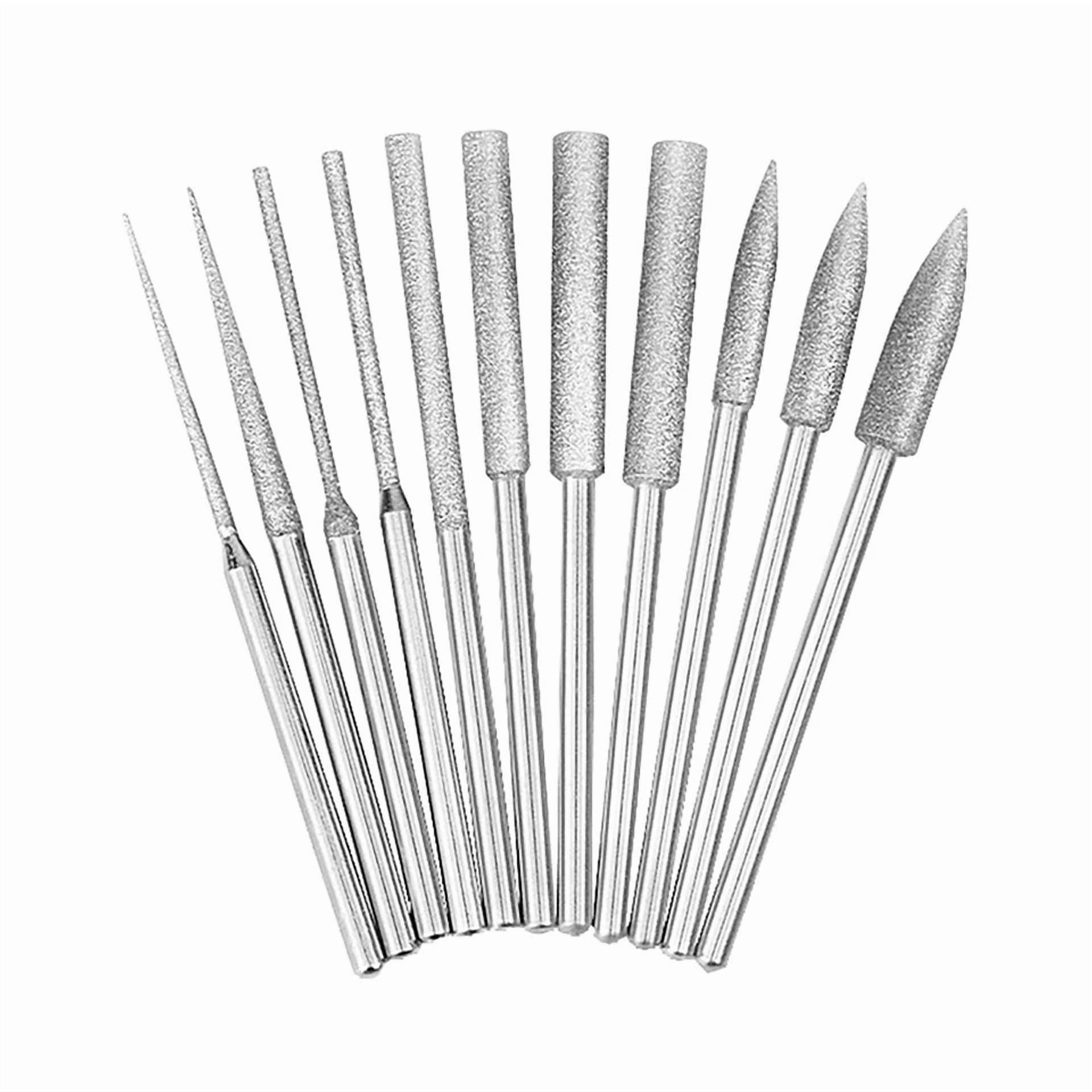 11Pcs 1/8 Carbide Steel Diamond Burr Bits Grinding Rotary Tools Accessories
