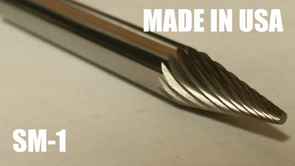 KLYNE - Sm1S Cone Shape 1/4 Carbide Burr Bur Tool Die Grinder Bit 1/4 Shank New
