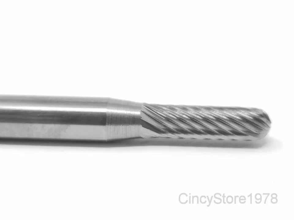 KLYNE - Sc14S Cylindrical Radius 3/16 Carbide Burr Bur Tool Die Grinder Bit 1/4 Shank