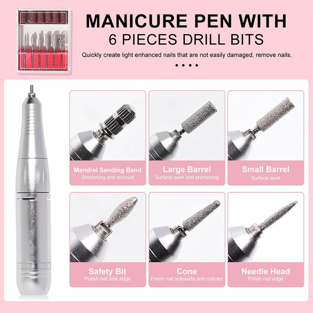 IDFINE Electric Nail Drill Professional 45000RPM, Rechargeable Nail Drill Kit Portable Electric Nail File for Acrylic Nails Gel Polishing Removing Nail Drill Machine for Manicure Salon Home
