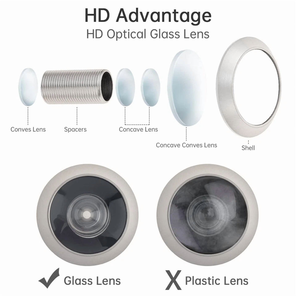 200° Door Viewer & 6Mm Drill Bit Set Hd Optical Glass Lens For 35-65 Mm Doors Us